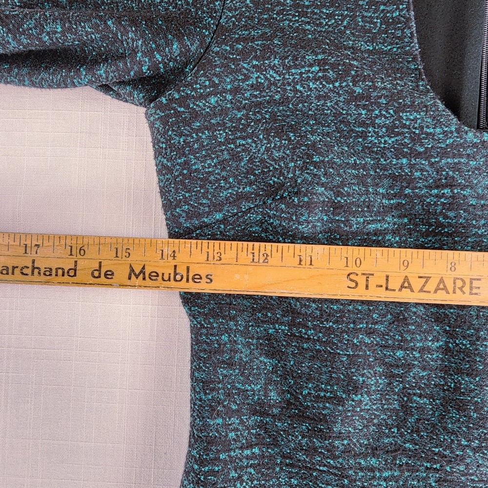 Le Chateau Sheath Dress Women Small Black Teal Marled Knit V Neck Made in Canada - Picture 9 of 13